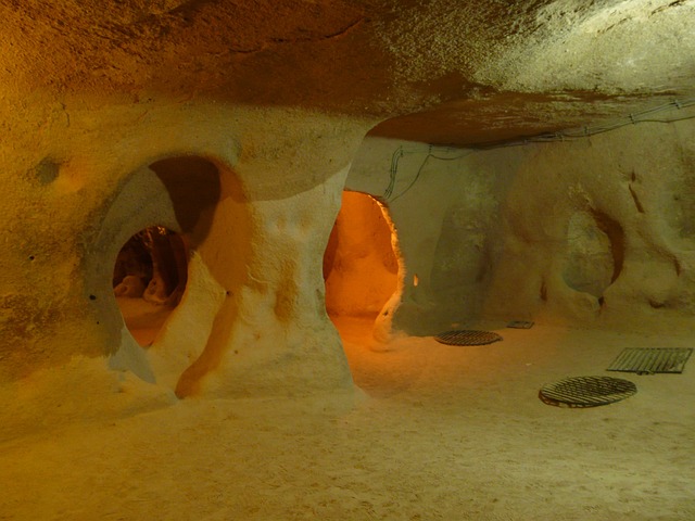 View of an underground city in Cappadocia, Turkey.