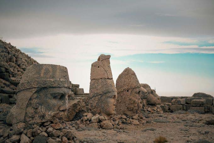 Ancient Sculptures in a Desert
