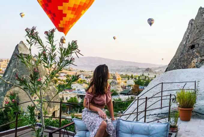 local-cave-house-hotel-turkey-family-holidays - Turkey Family Holidays Balcony view of Local Cave House Hotel in Cappadocia, Turkey.