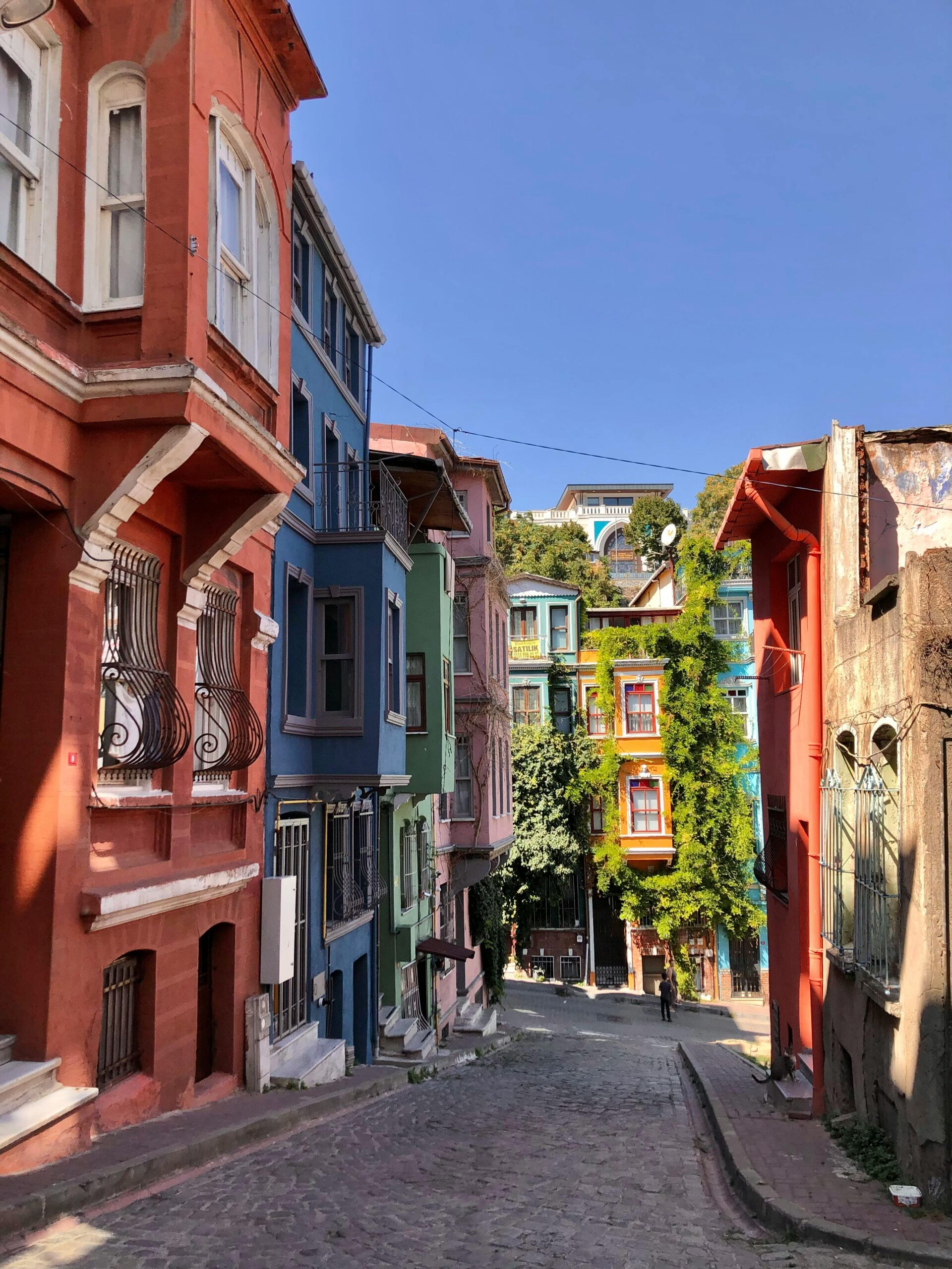 Colorful houses in Balat Neighbourhood in Istanbul, Turkey.