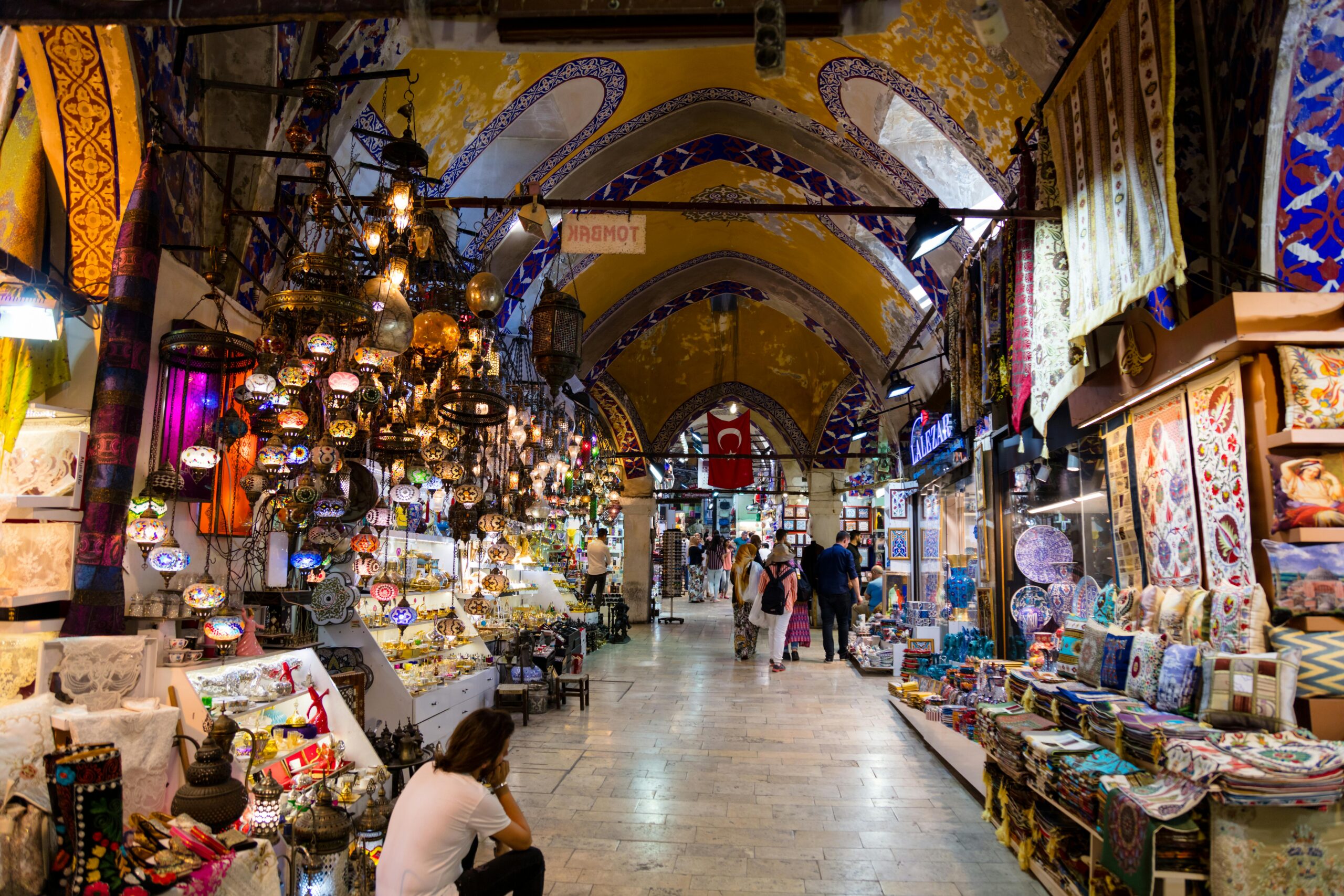 Inside of the Grand Bazaar in Istanbul, Turkey.