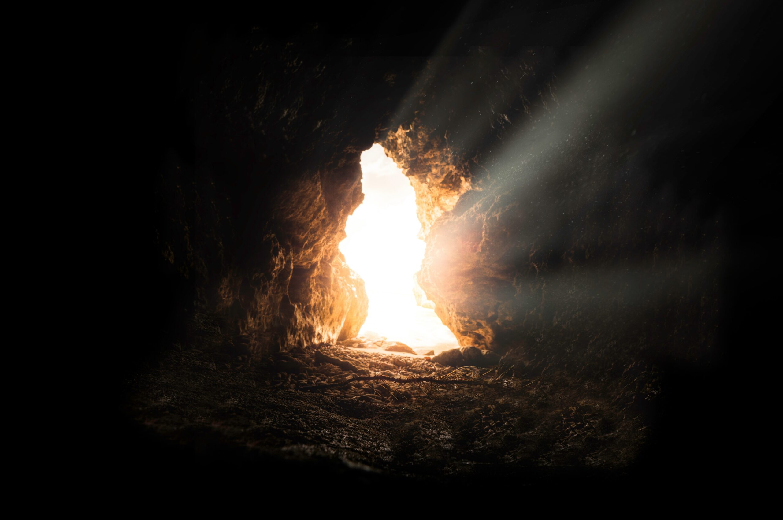 Sun rays inside cave