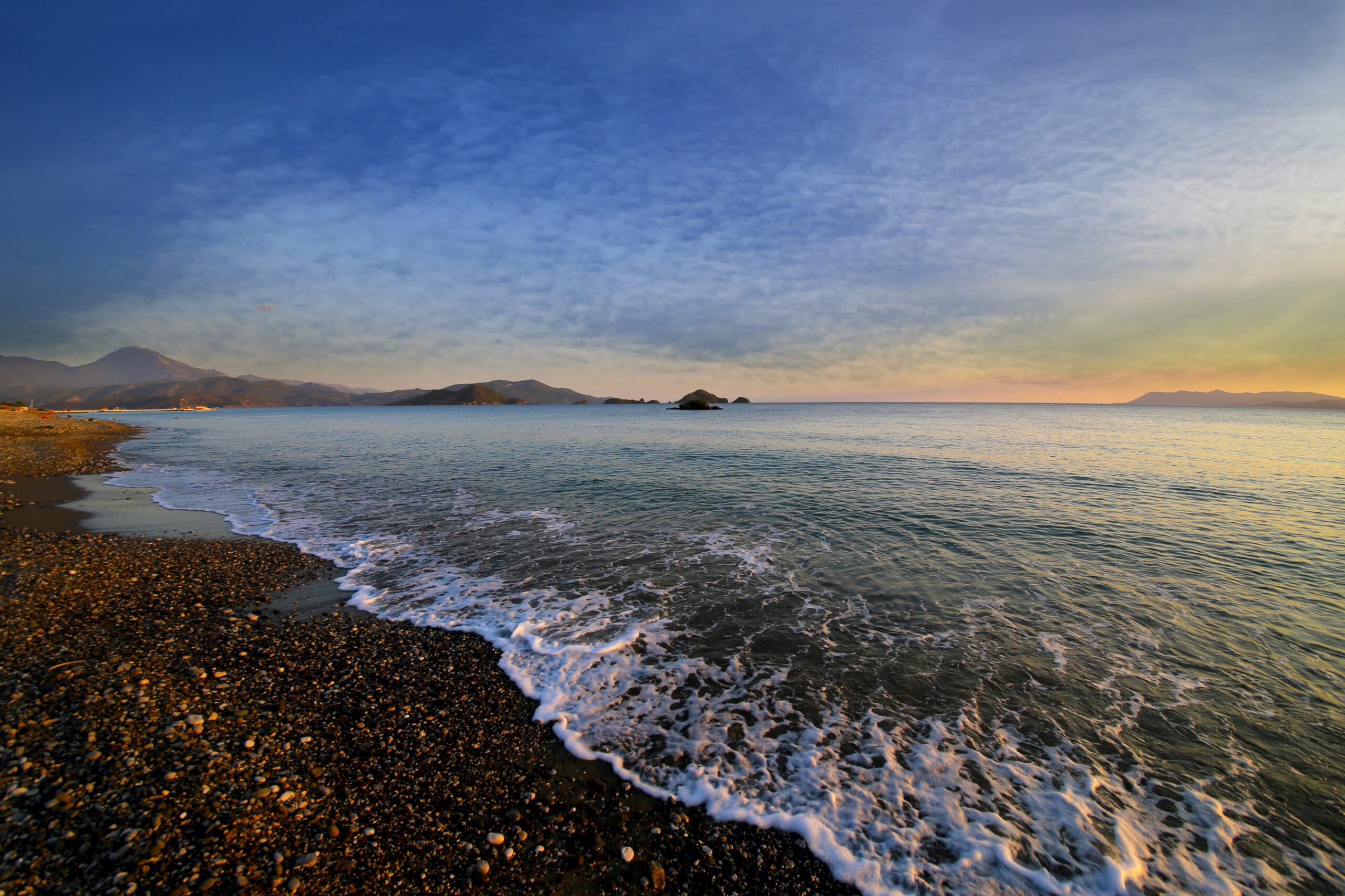 Picture of a sea side during sunset. Yaniklar village, Fethiye.