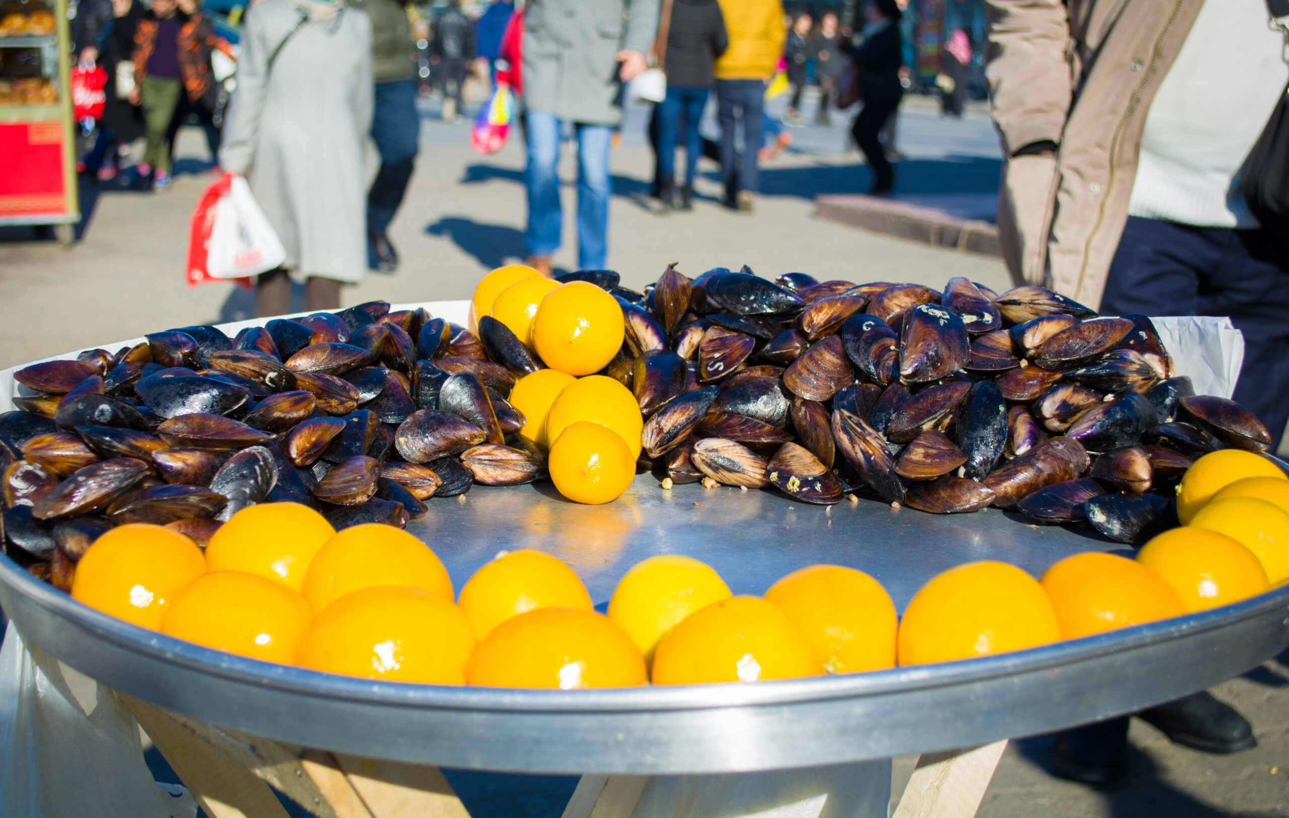 stuffed mussels with lemon in istanbul turkey